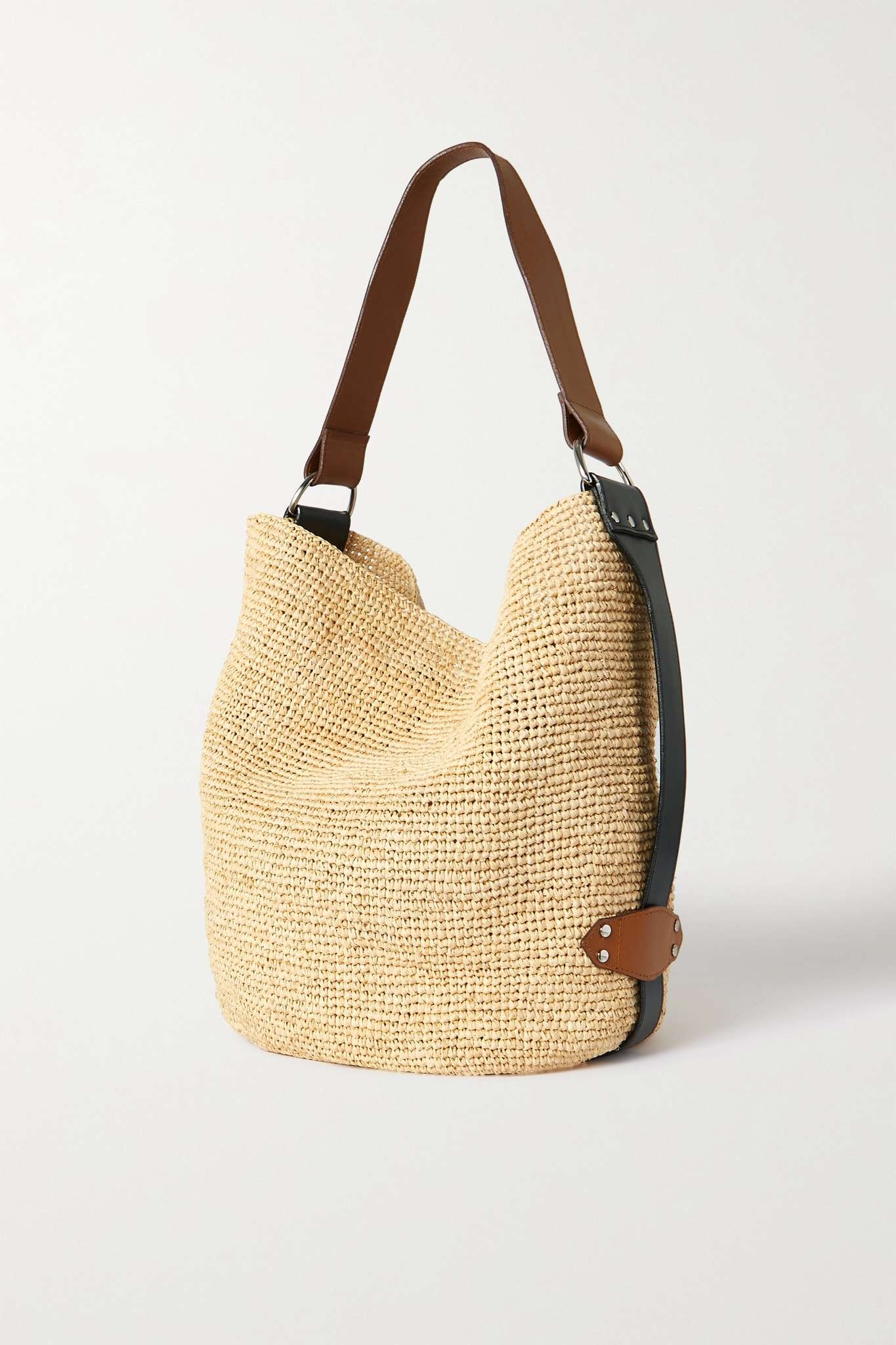 Bayia leather-trimmed raffia tote - 3