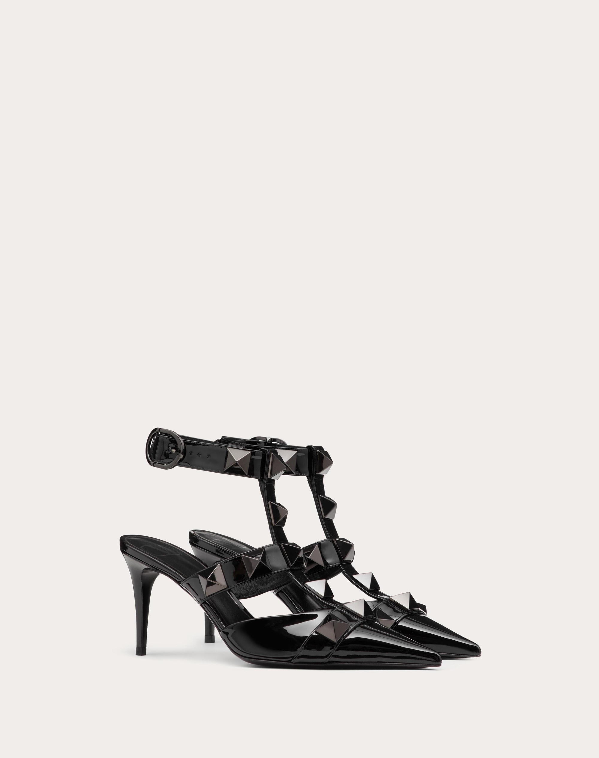 ROMAN STUD PUMP IN PATENT-LEATHER AND TONAL STUDS 80MM - 2