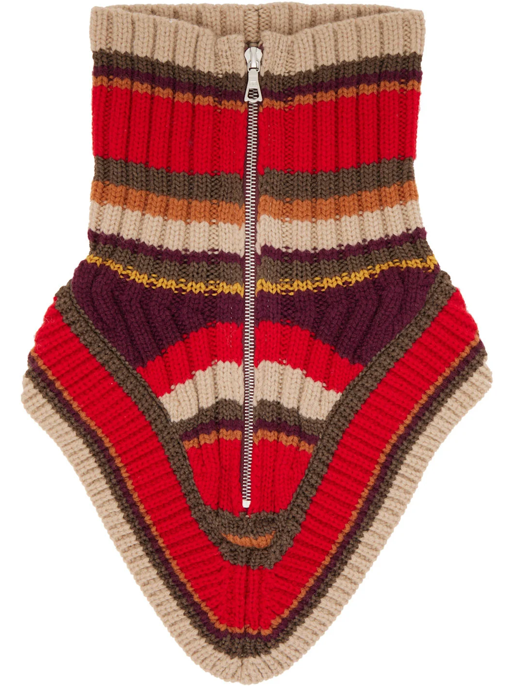 Red Wool Zip Collar Scarf - 1