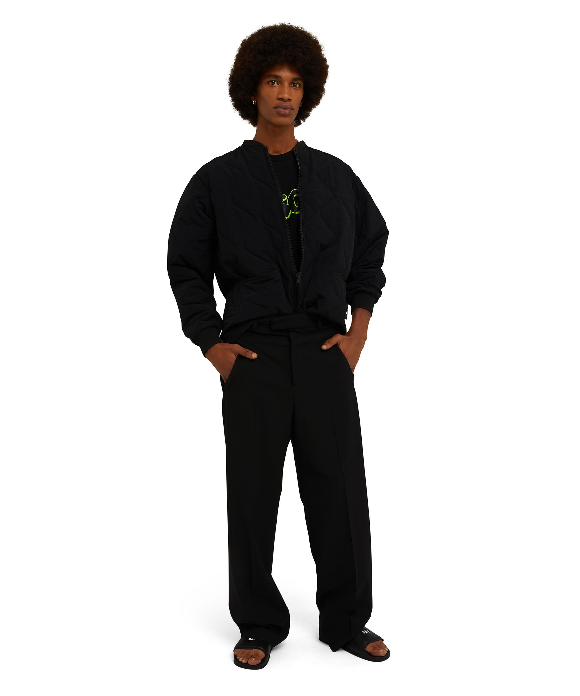 Cotton crewneck t-shirt with new brushed MSGM logo in fluorescent shade - 5
