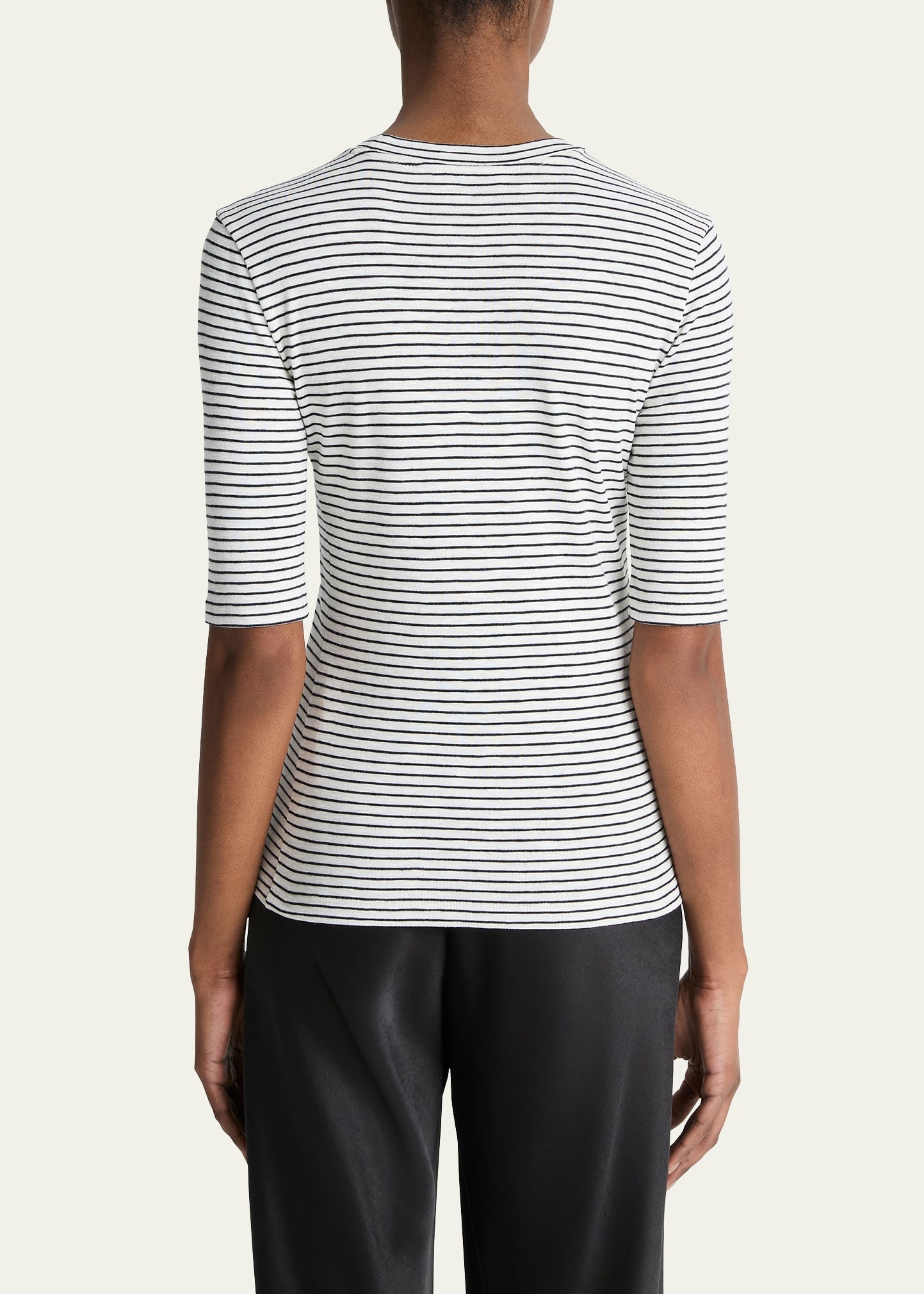 Stripe Elbow-Sleeve Top - 3