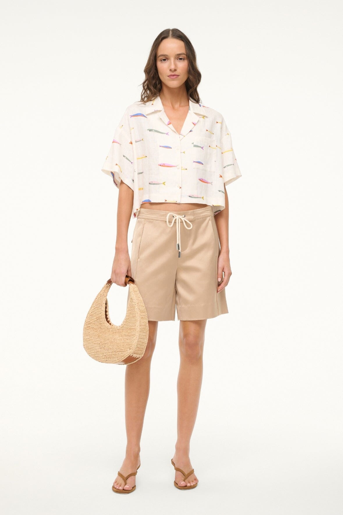STAUD DAYA LINEN TOP POP SARDINES IVORY - 2