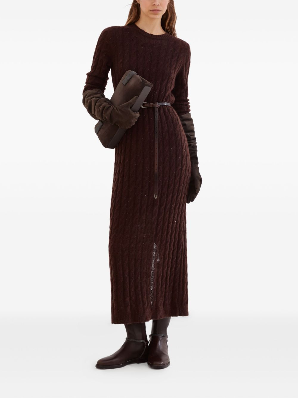 sequined cable-knit midi dress - 2