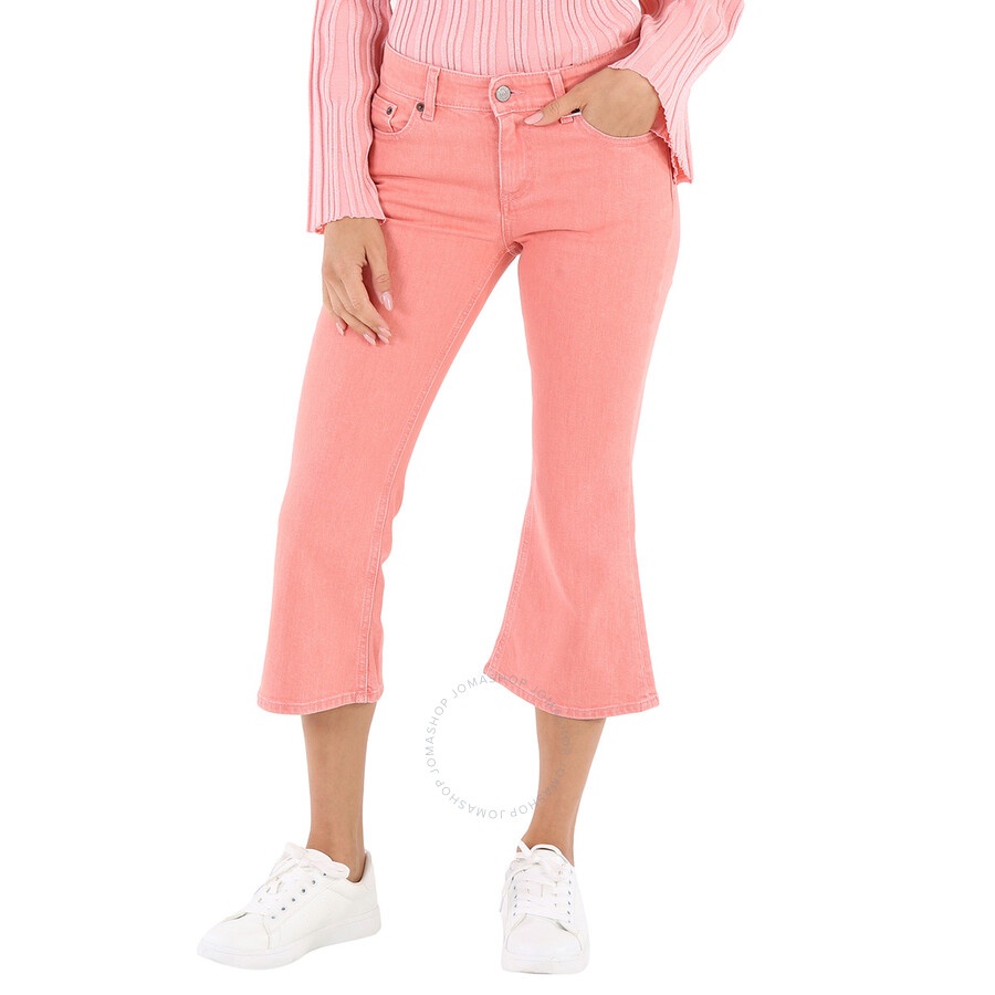 Mm6 Ladies Pink Flared Cropped Jeans - 3