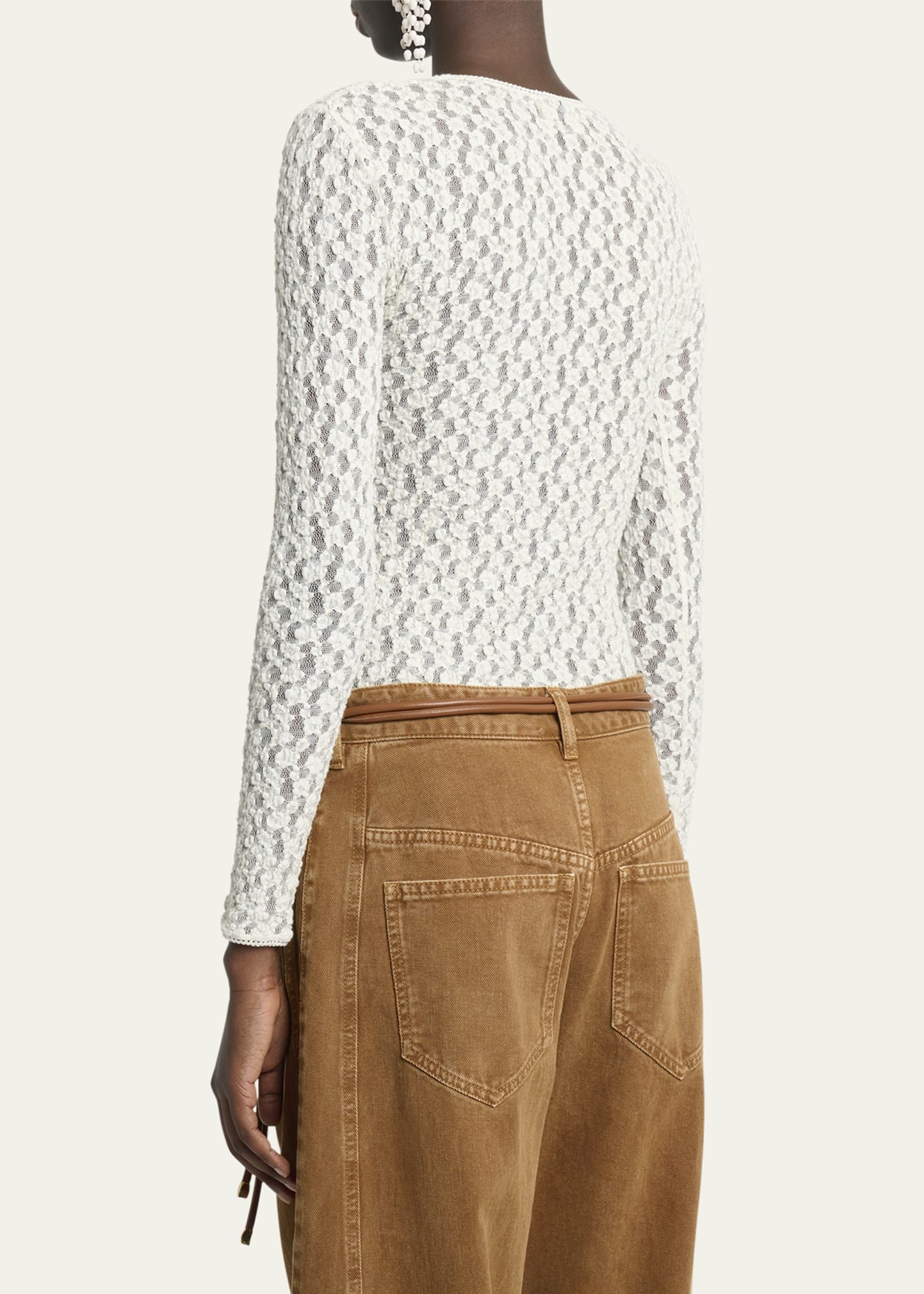Gaelle Floral Stretch Lace Top - 3