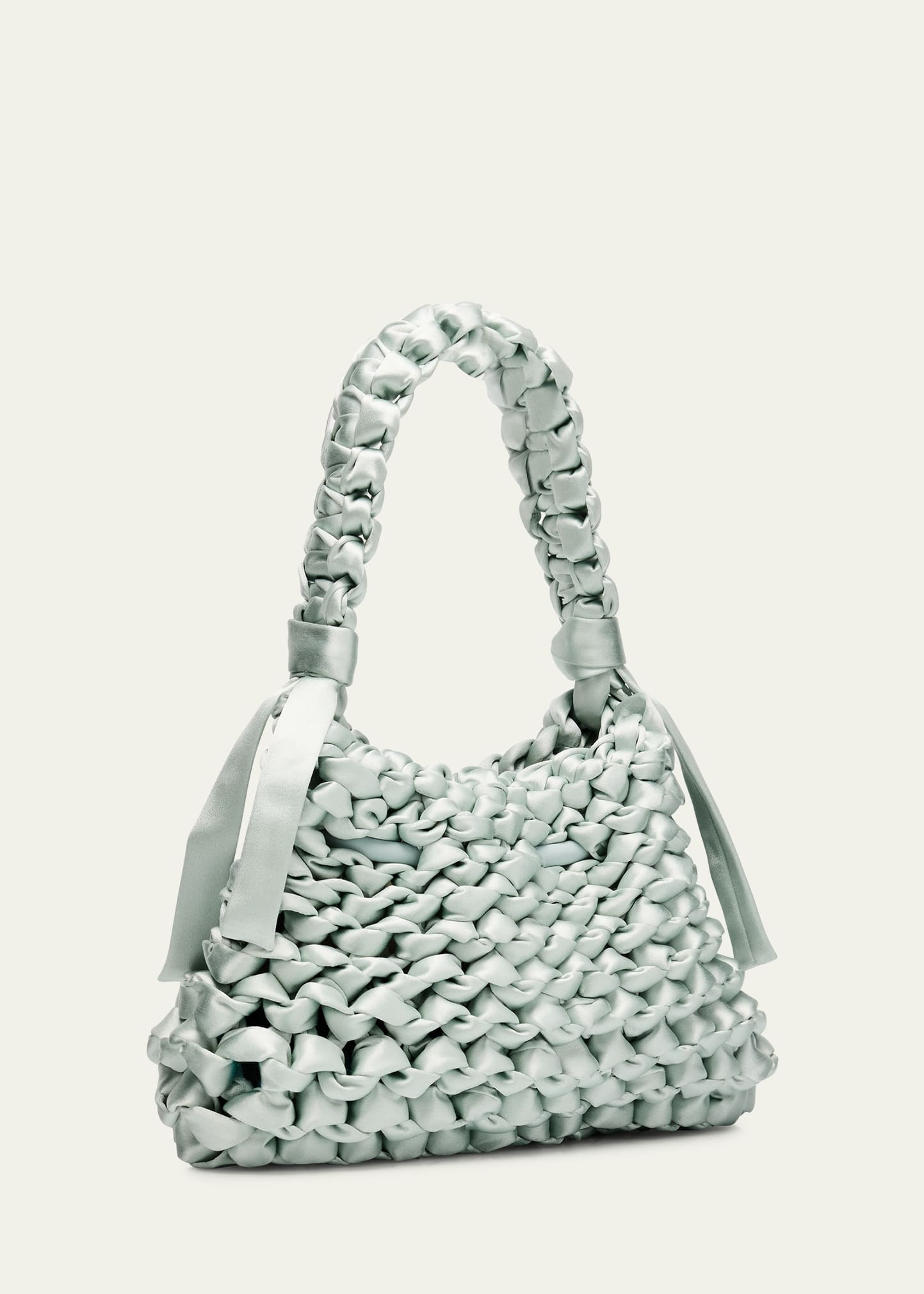 Cinch Small Woven Satin Top-Handle Bag - 3