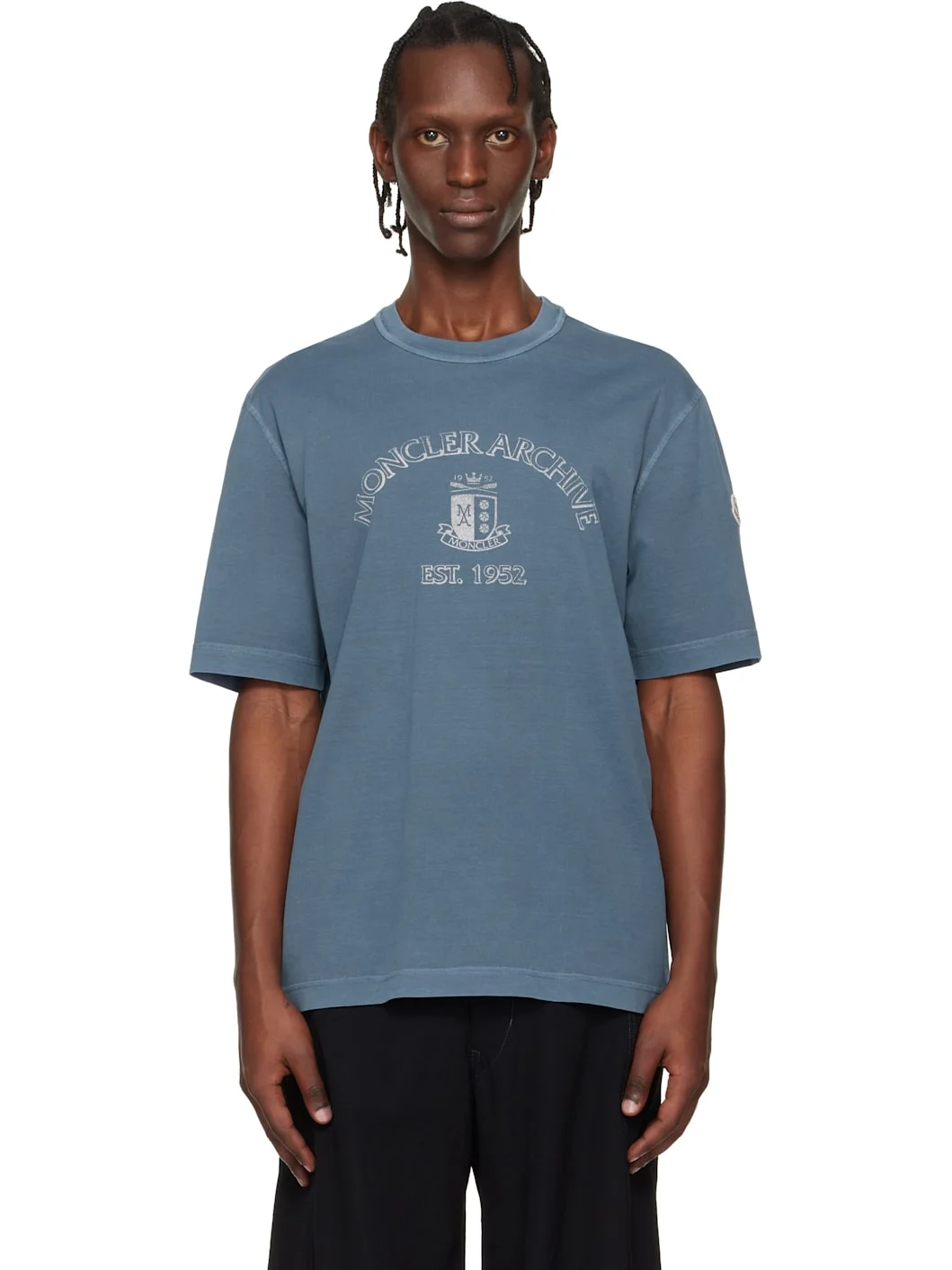 Blue Logo Print Cotton T-shirt - 1