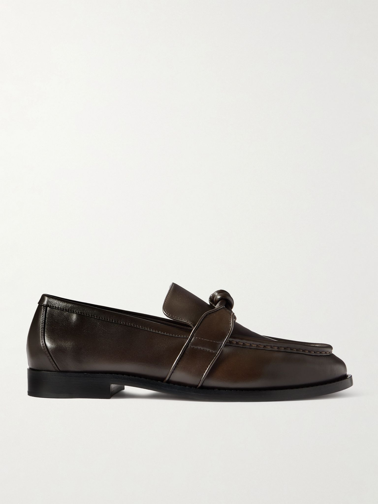 Astaire Knot-Detailed Leather Loafers Brown - 1