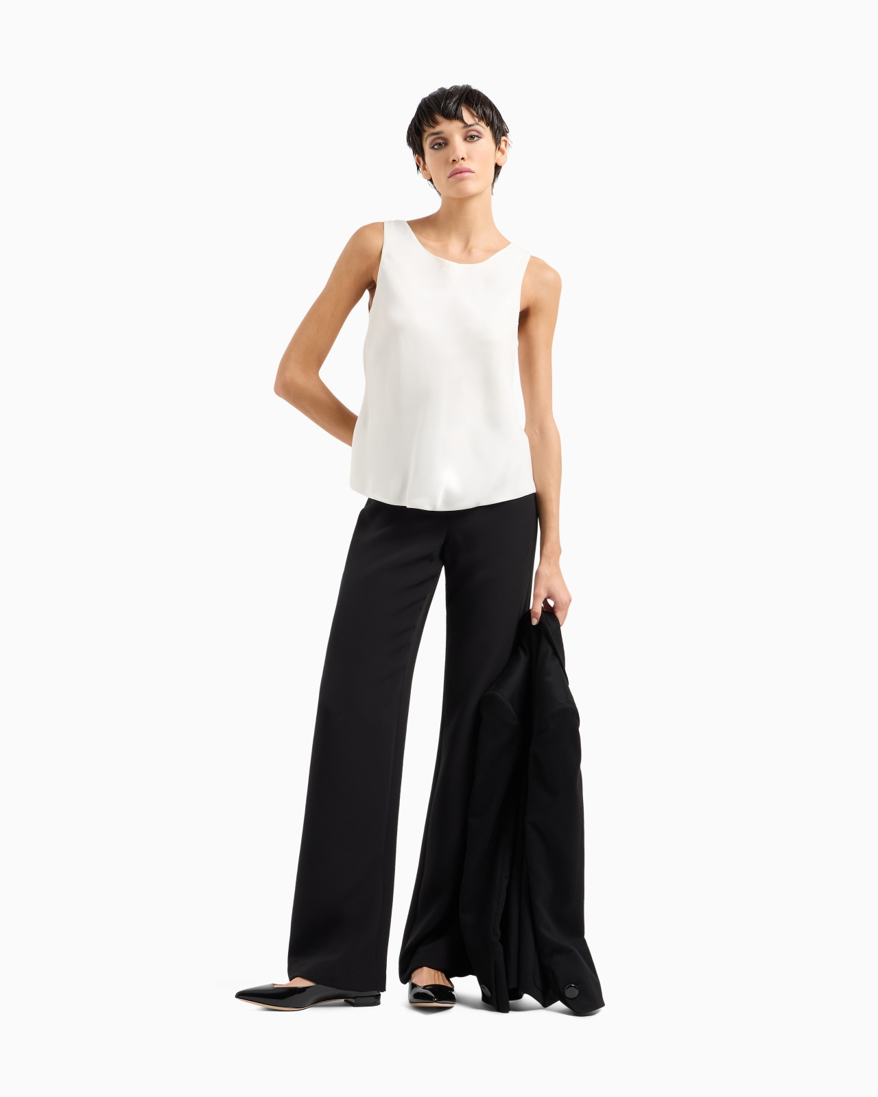 Straight-cut, silk-cady trousers - 2
