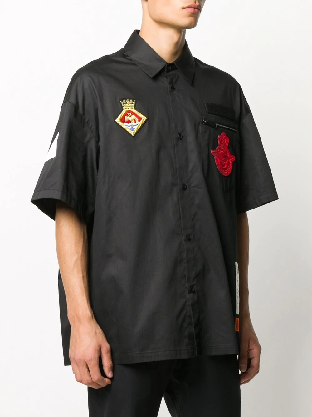 logo patches oversized shirt - 3