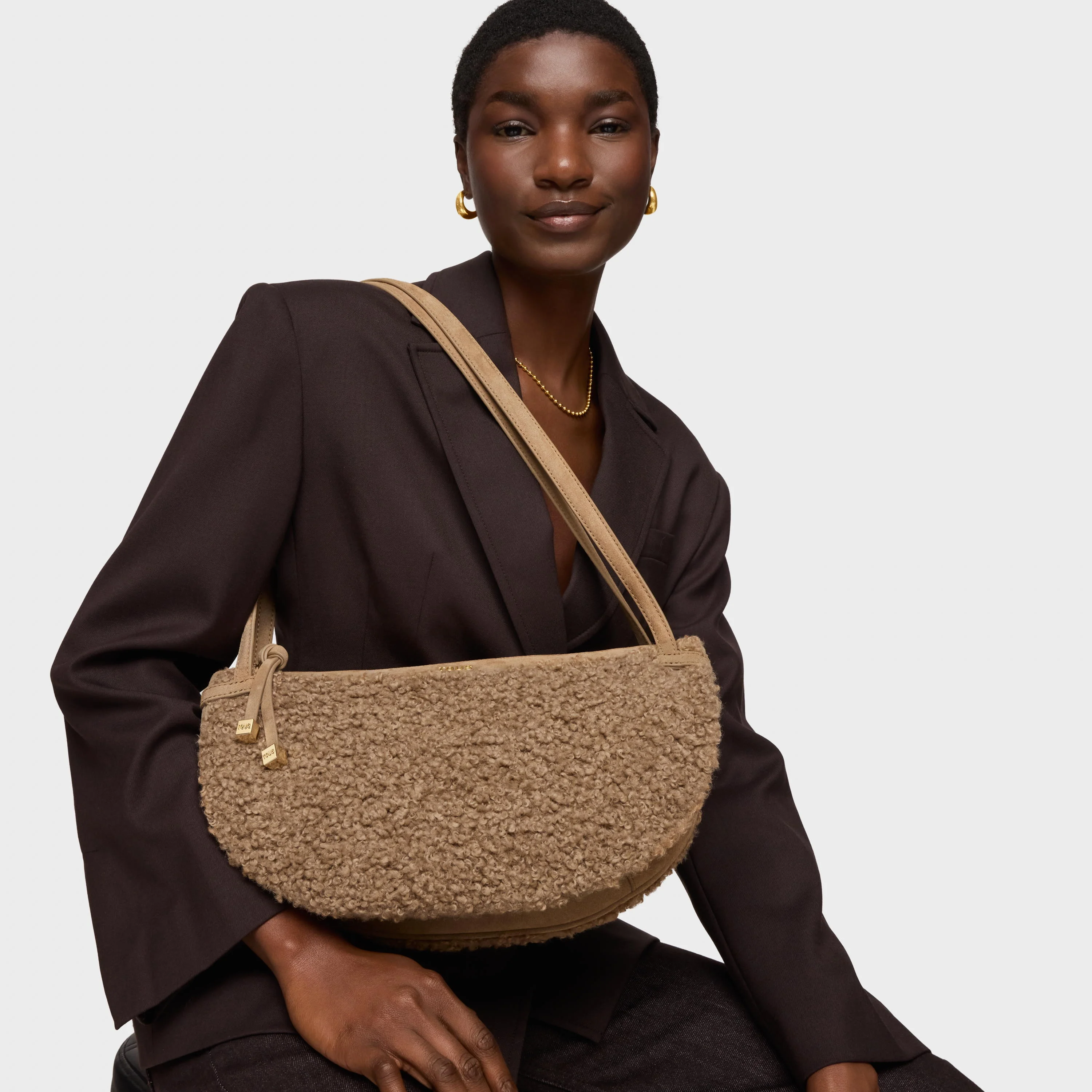Camel-colored Shoulder bag TOUS Halfmoon - 1