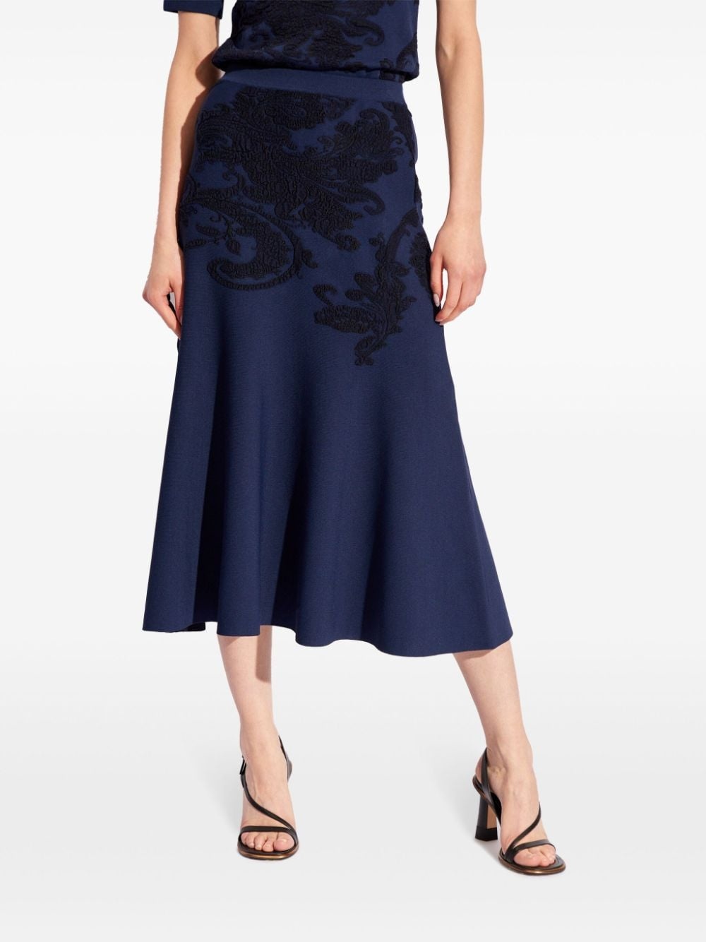 embroidered A-line midi skirt - 3