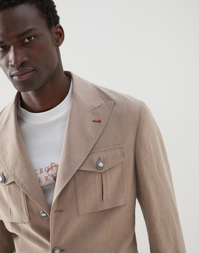 Twisted linen safari jacket with metal buttons 3