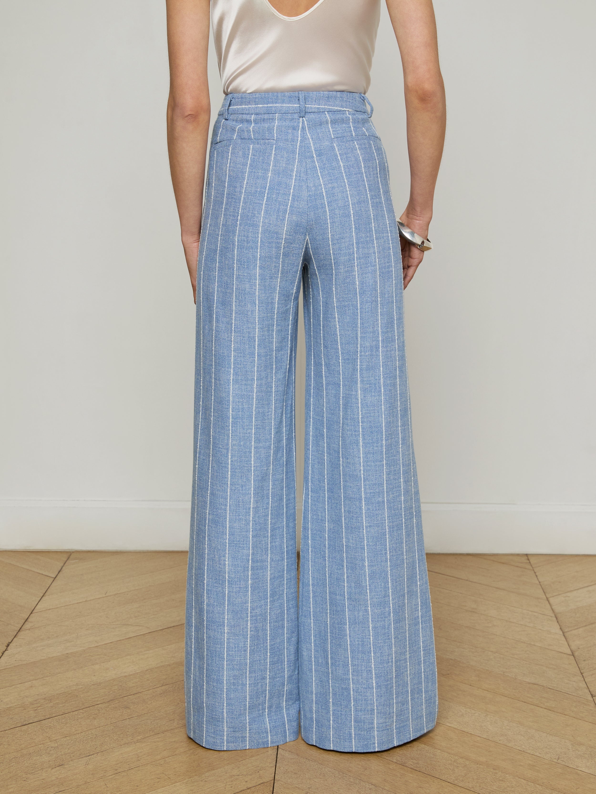 Pilar Pinstriped Wide-Leg Pant - 6