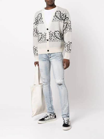 Rhude bandana stripe-knit cardigan outlook