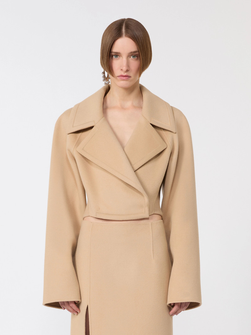 VIALE Short pure wool outerwear - CARAMEL 3
