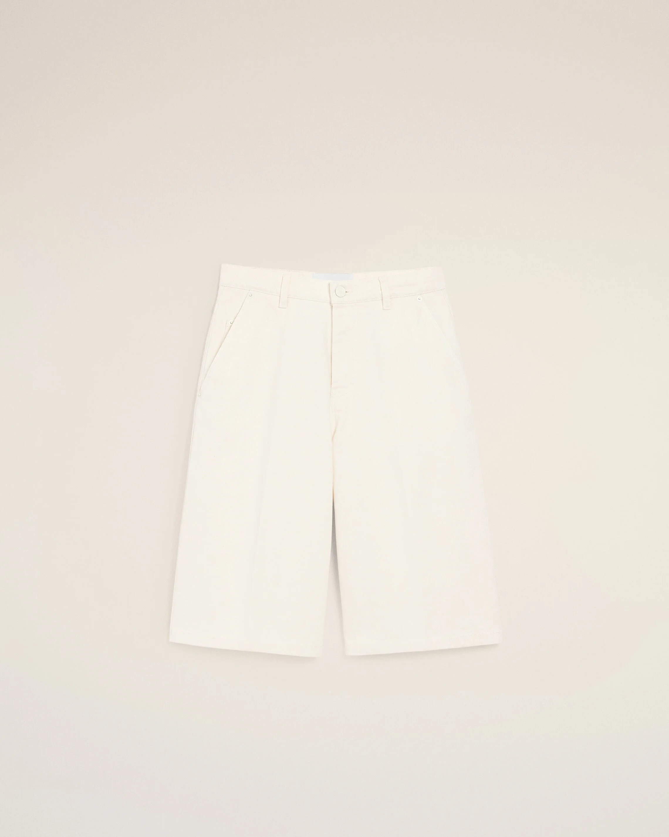 WHITE COTTON LOOSE BERMUDA SHORTS - 1
