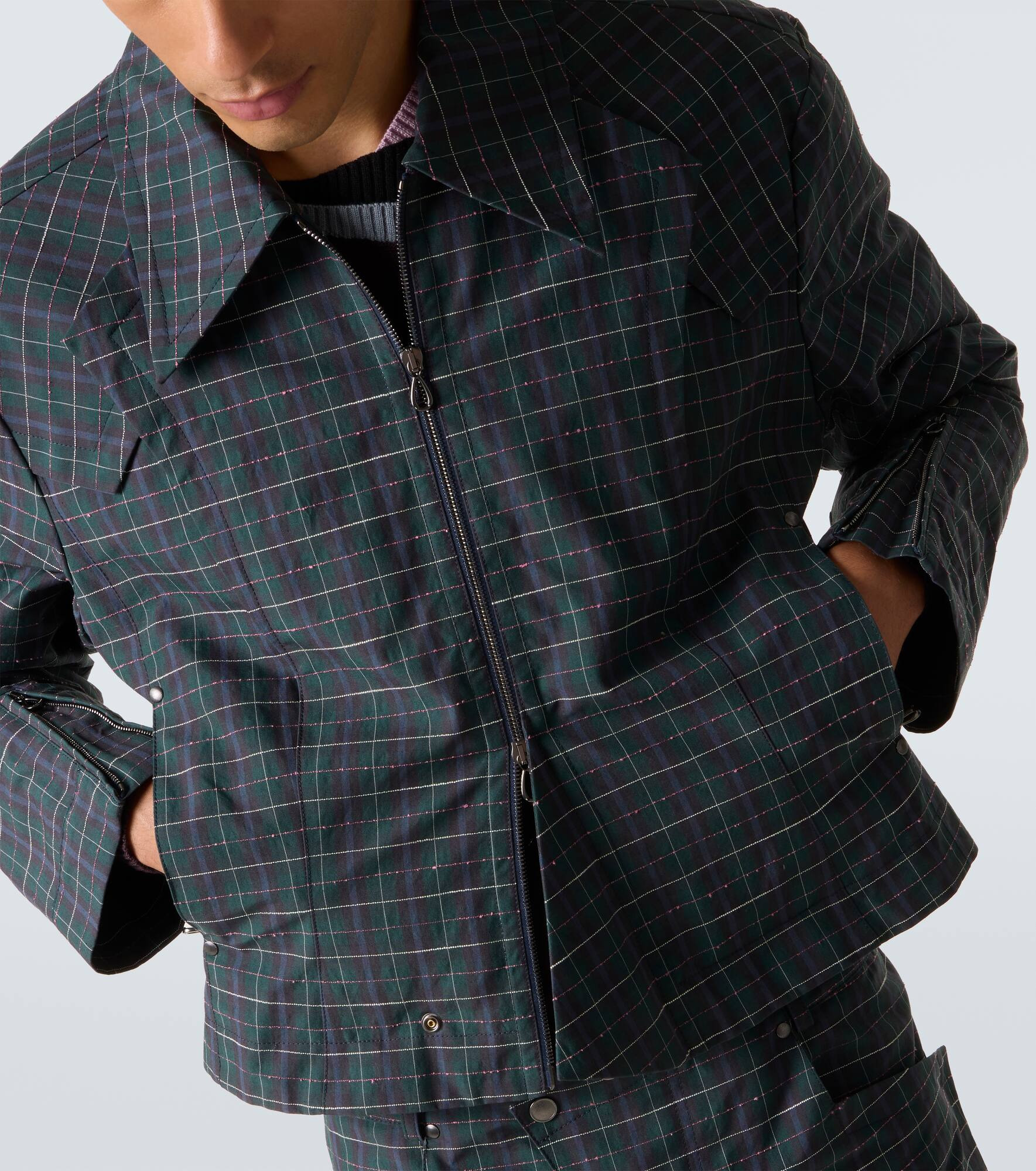 Kraner checked cropped cotton-blend blouson - 6