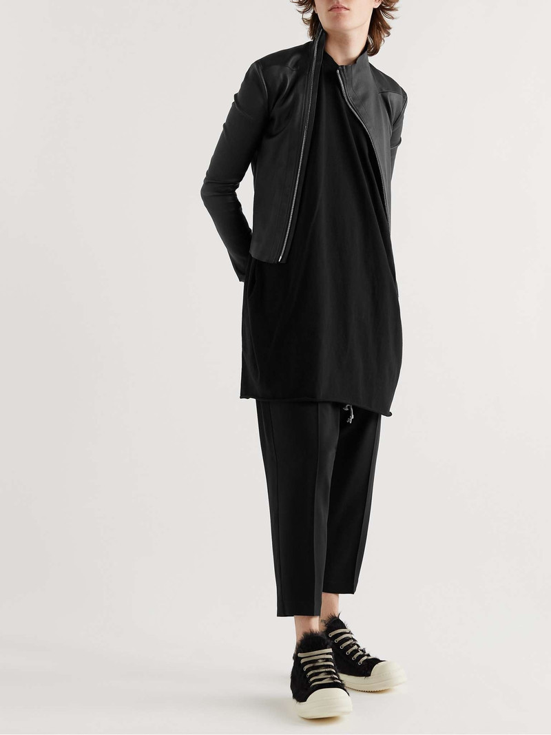 Rick Owens Gary Asymmetric Stretch Leather-Blend Biker Jacket outlook