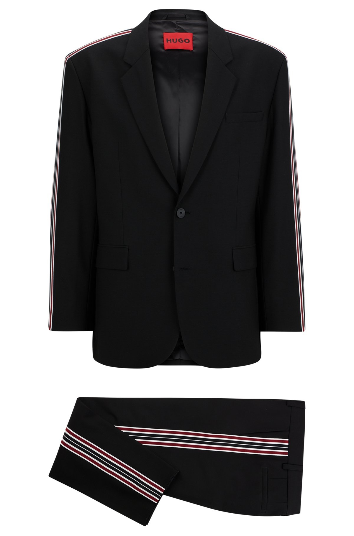 WOOL-BLEND SUIT WITH STRIPED-TAPE TRIMS - 9