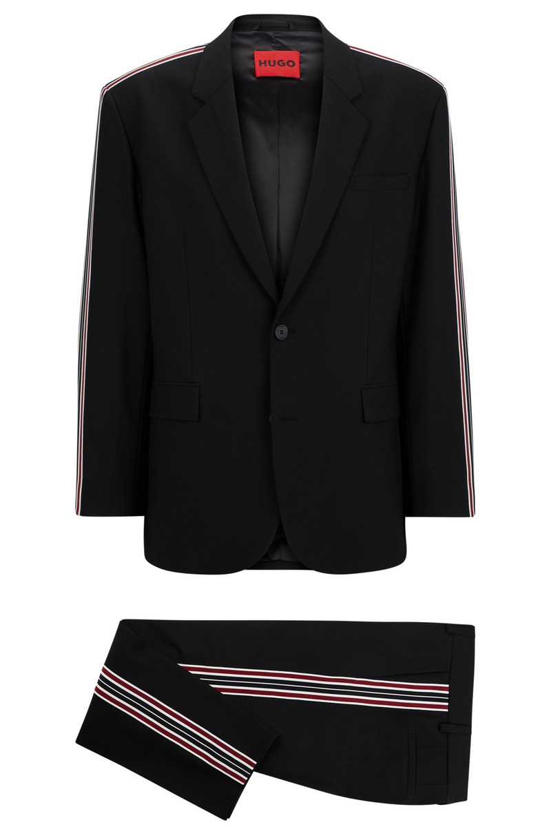 WOOL-BLEND SUIT WITH STRIPED-TAPE TRIMS 9