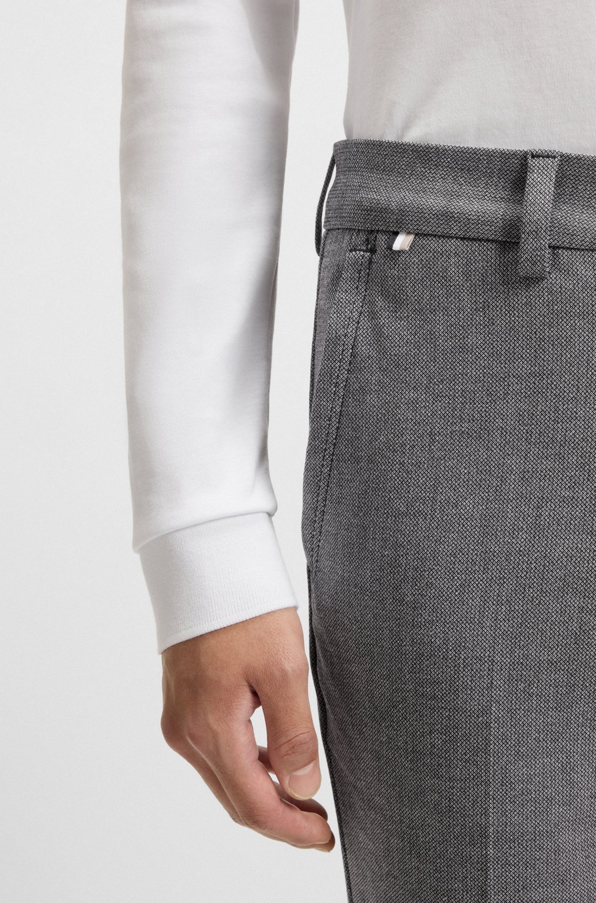 SLIM-FIT TROUSERS IN MELANGE STRETCH FABRIC - 5