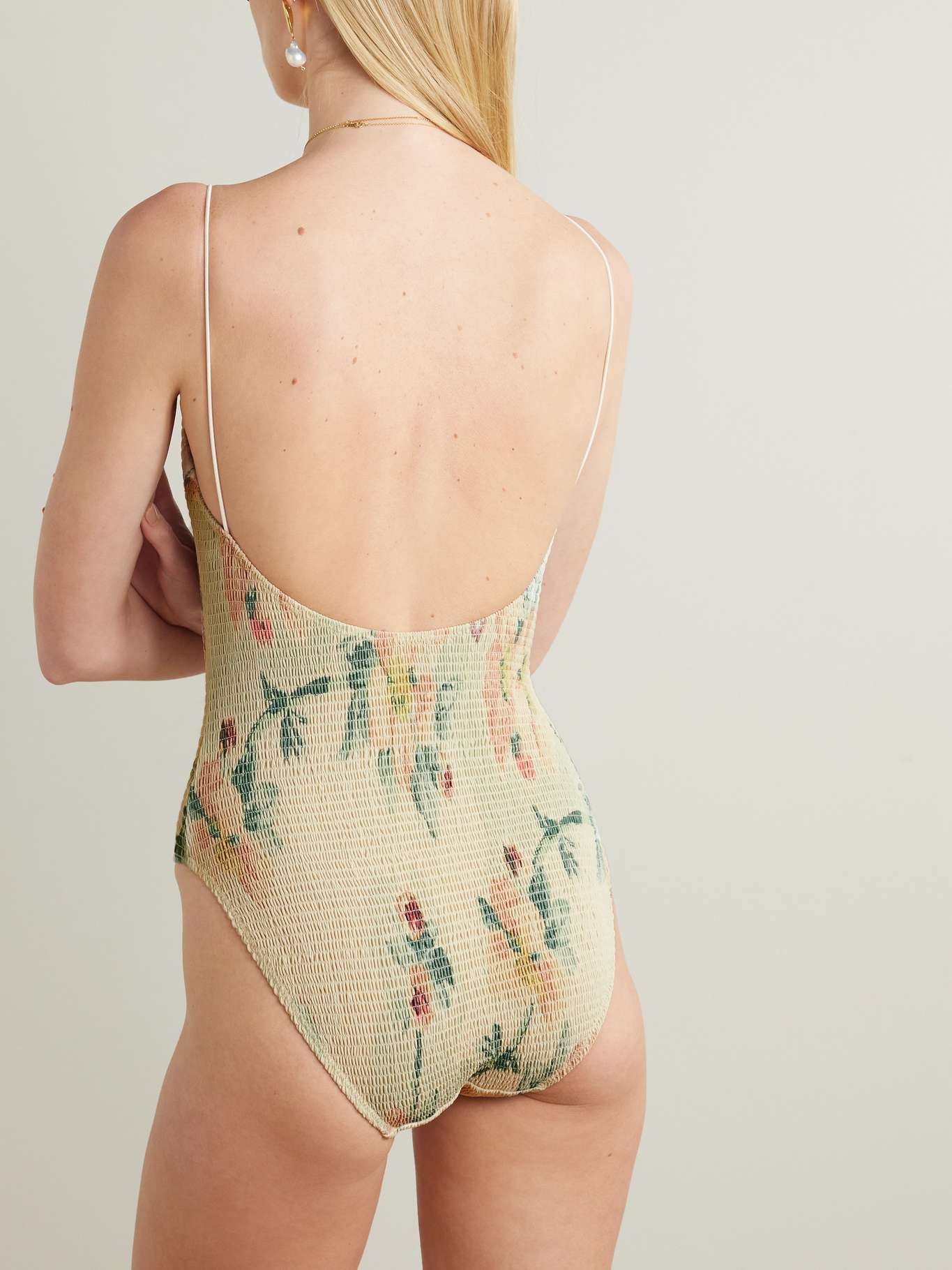 Shirred floral-print recycled swimsuit - 3