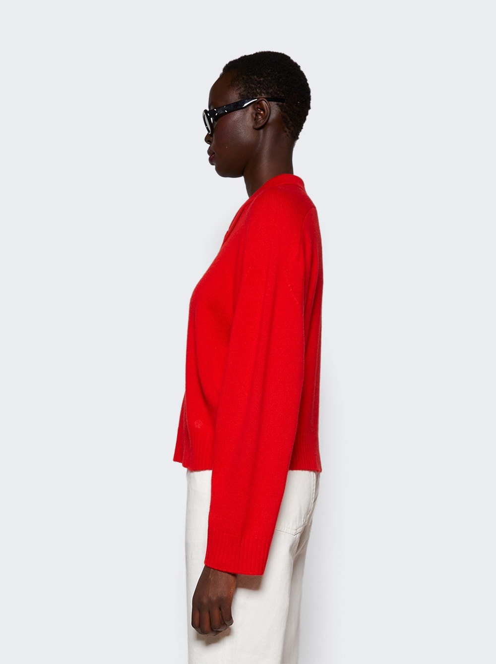 Homere Cashmere Polo Sweater Tomato Red - 4