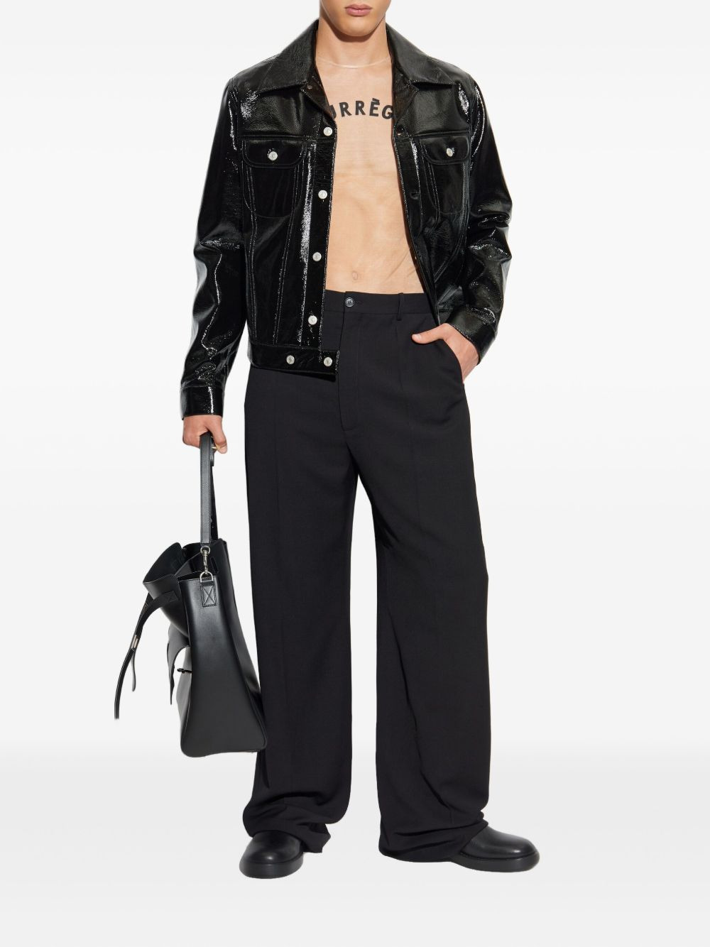 high-shine button-fastening jacket - 2