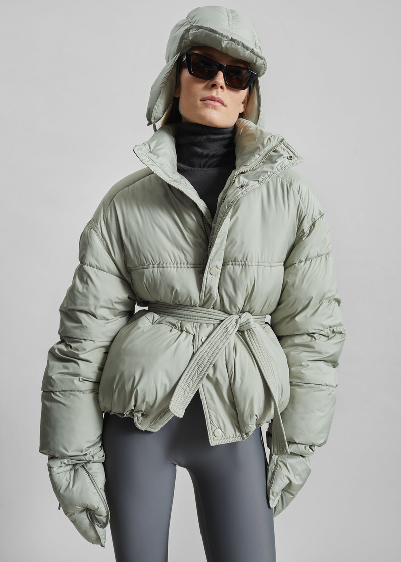 Moena Puffer Jacket & Accessories Set - Sage 3