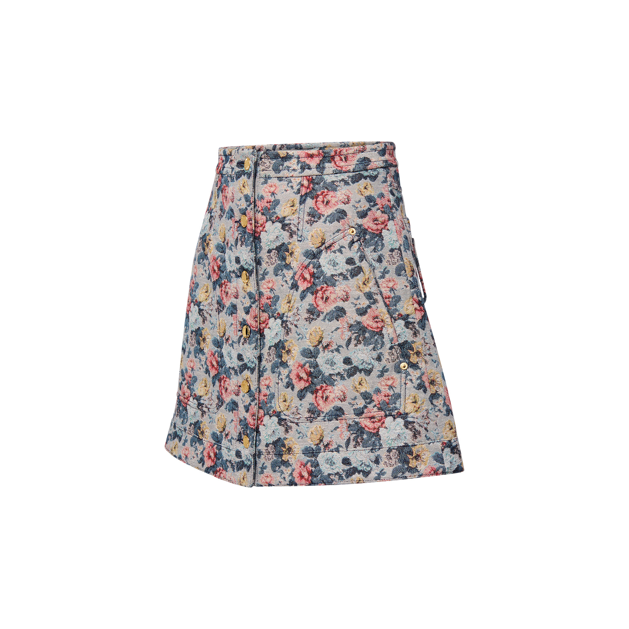 Floral Jacquard A-Line Skirt - 2