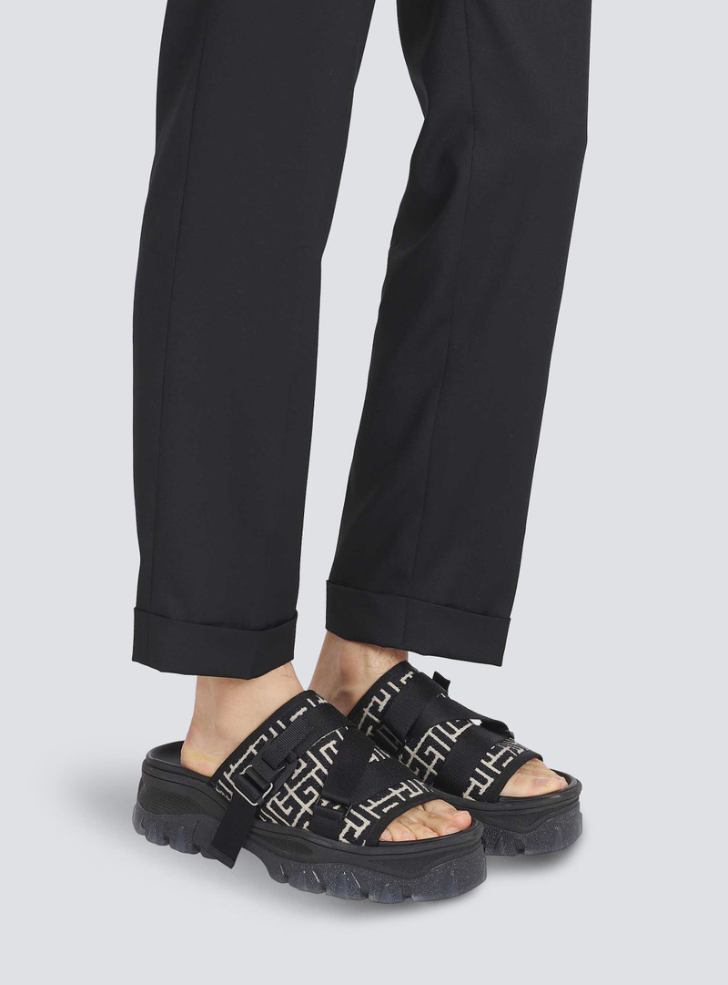 Balmain Bicolor monogram jacquard Ulysse mules outlook