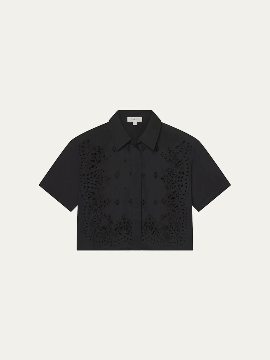 Jade Short-Sleeve Eyelet Top - 1