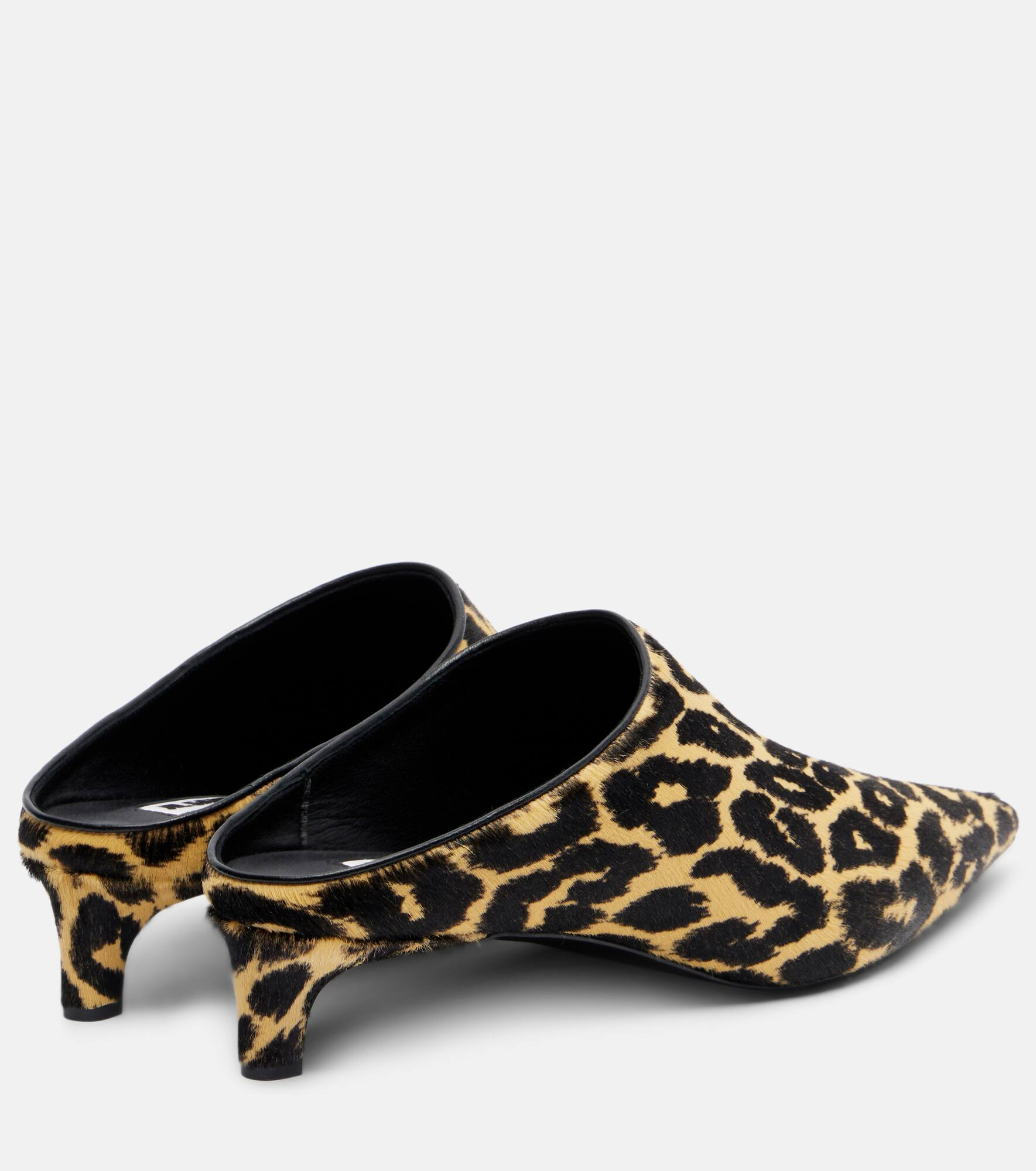 Pointy leopard-print calf hair mules - 2
