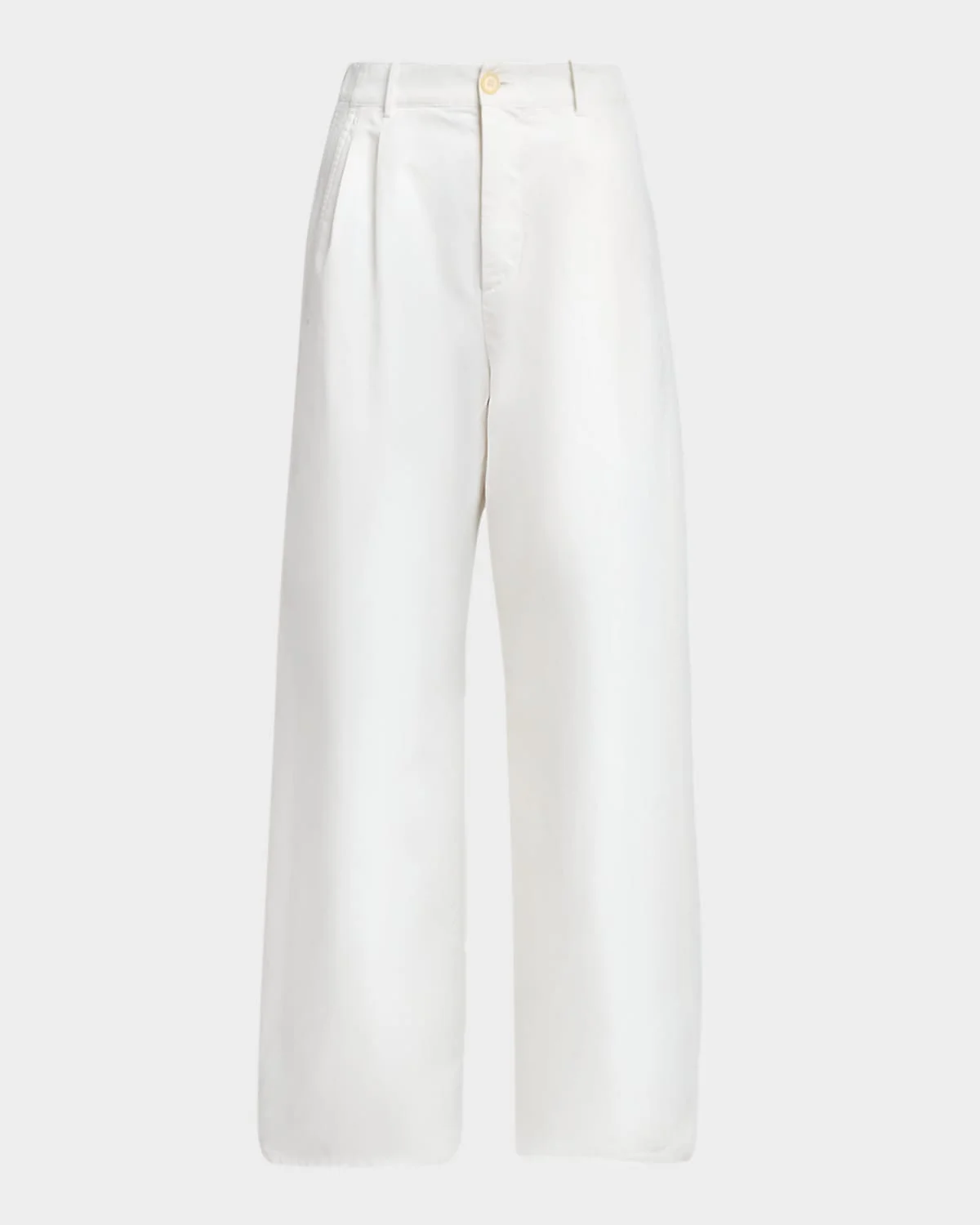 Pleated Cotton Wide-Leg Trousers - 1