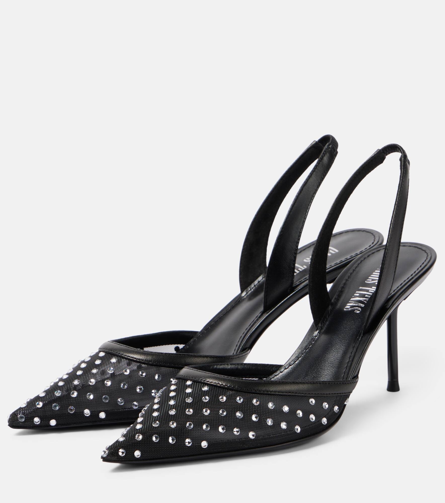 Lidia 80 embellished mesh slingback pumps - 4