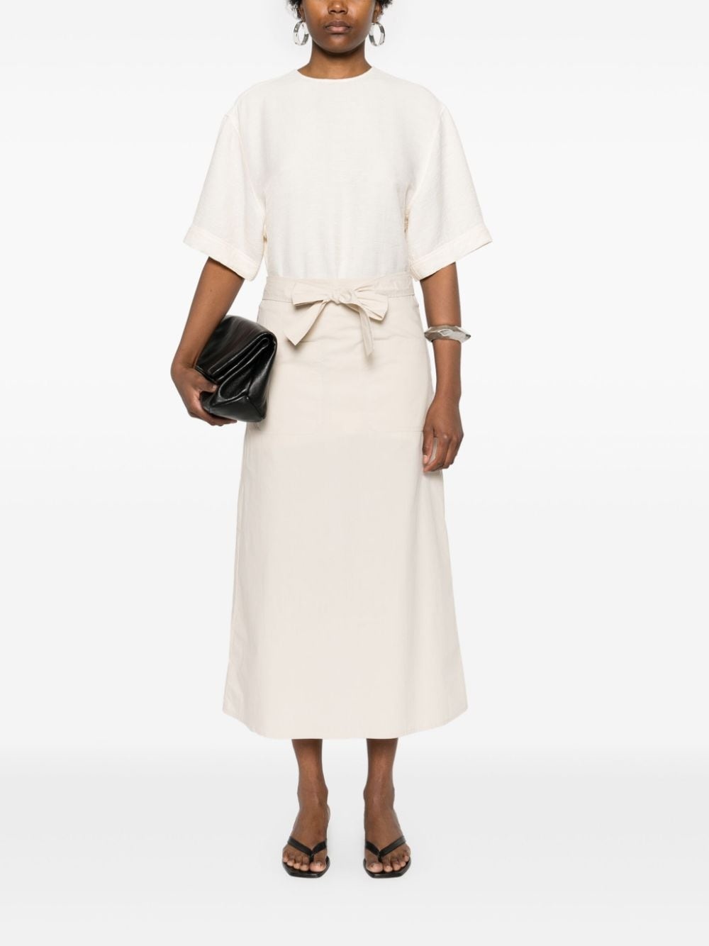 Tie-waist cotton midi skirt - 2