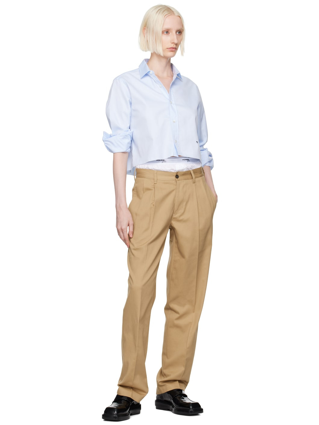Beige Layered Trousers - 4