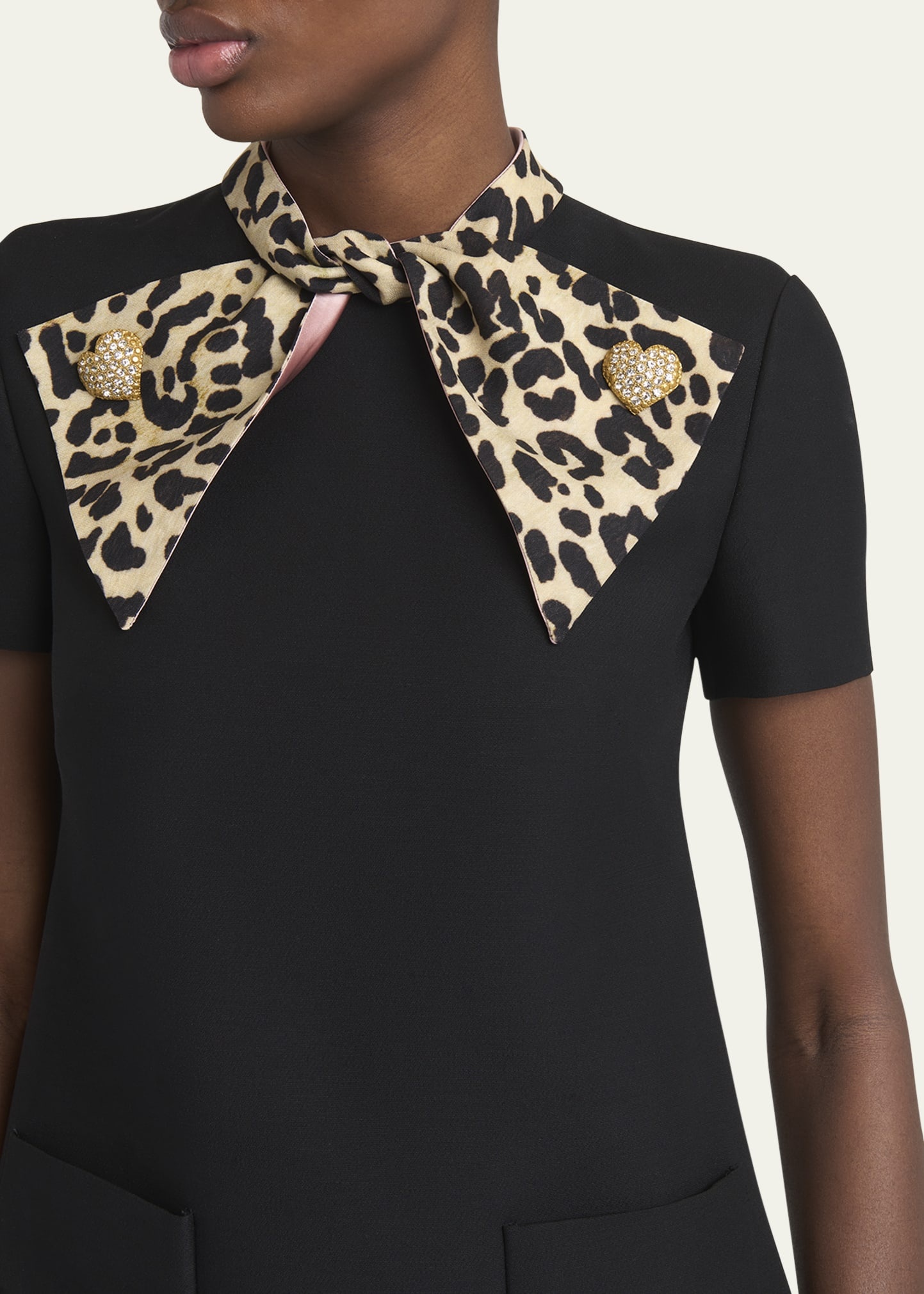 Leopard Bow Crepe Couture Mini Dress - 5