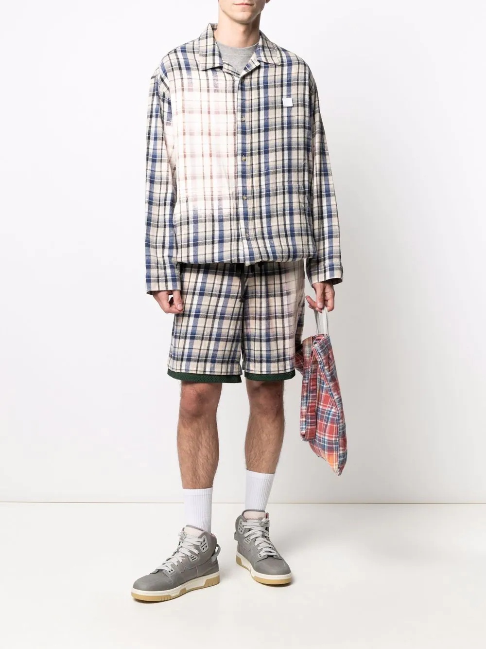 checked flannel basketball shorts - 2