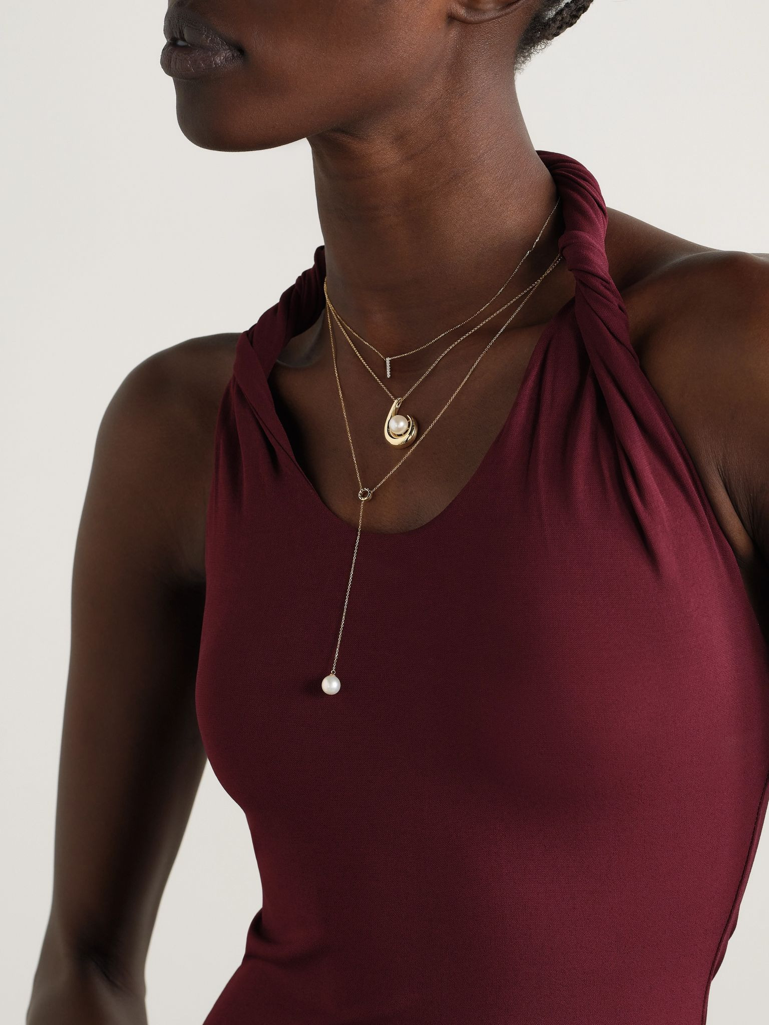 14-karat gold pearl necklace Gold - 5