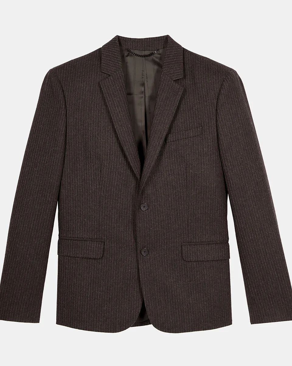 BROWN PINSTRIPE SUIT JACKET - 1