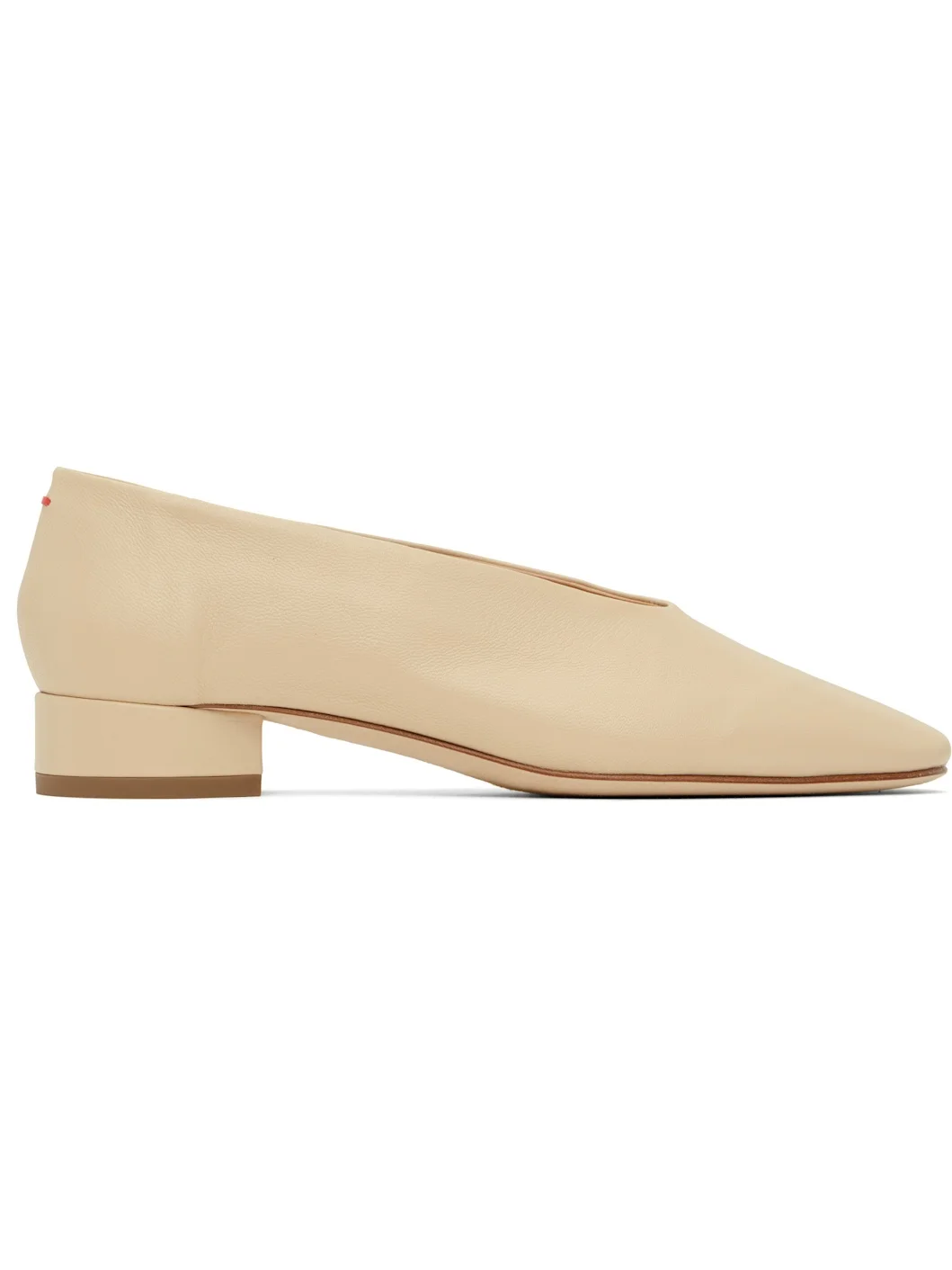 Beige Delia Leather Ballerina Flats - 1