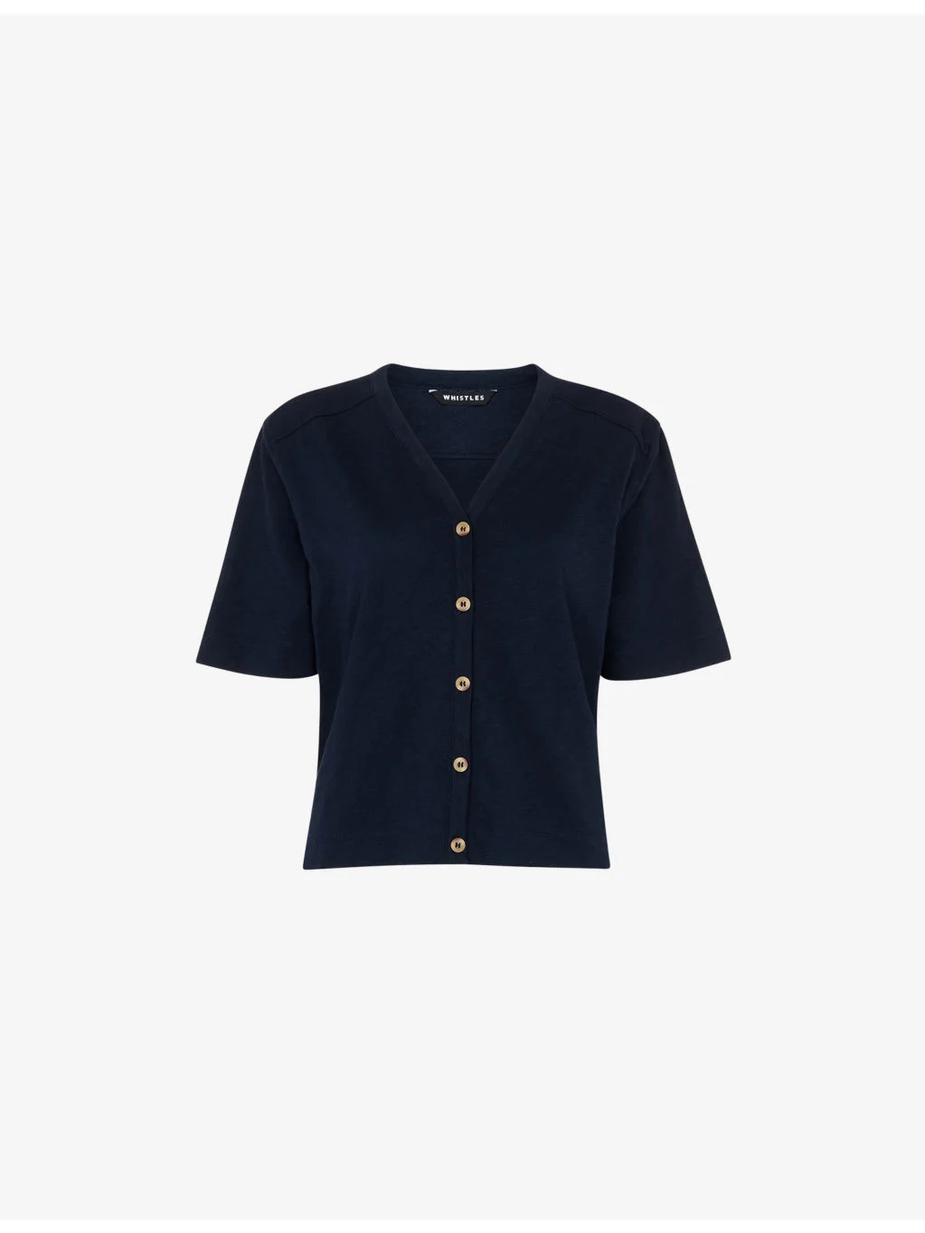 Ella V-Neck Button-Through Cotton-Jersey T-Shirt - 1