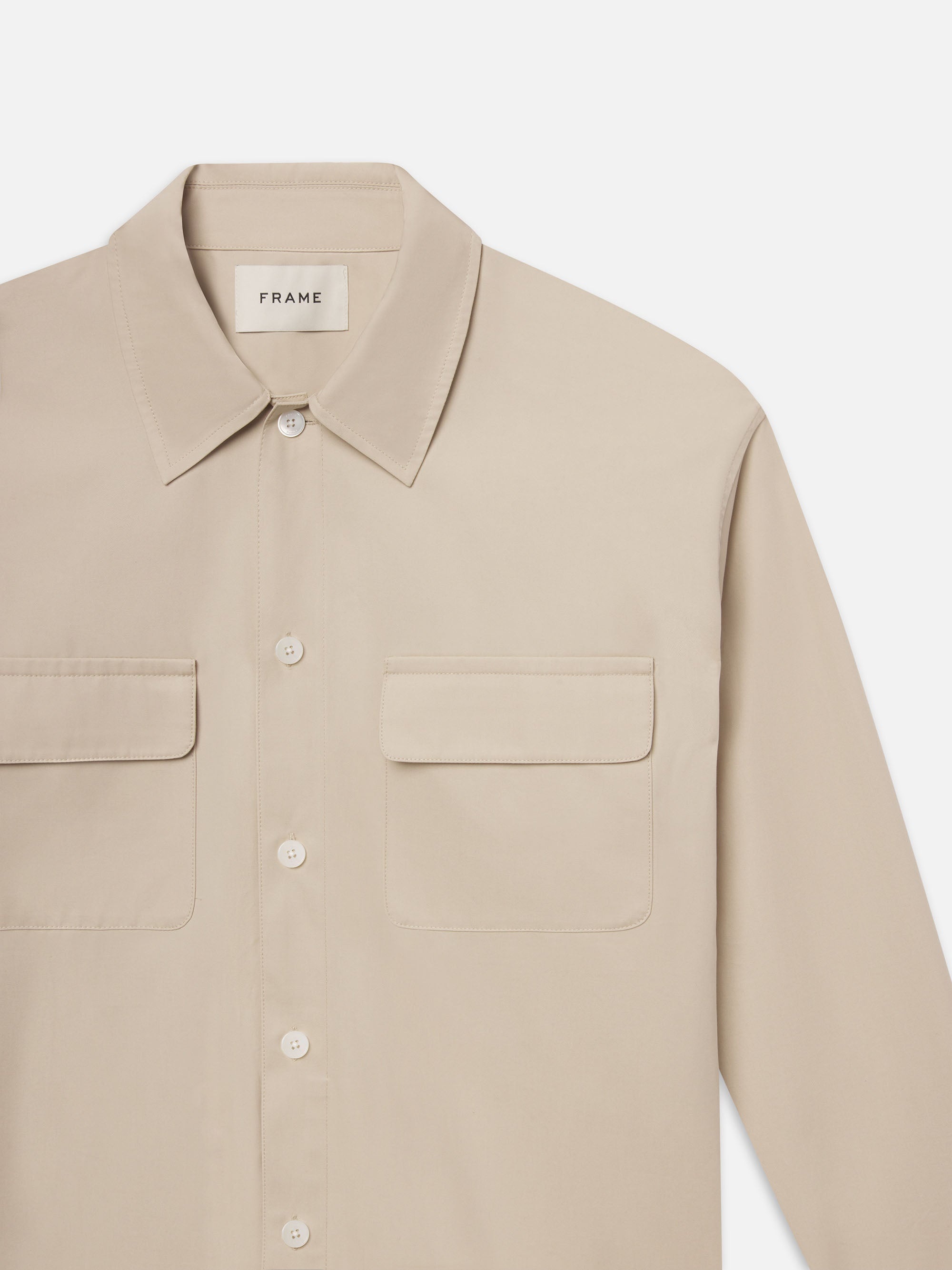 Double Pocket Over Shirt in Light Beige - 3