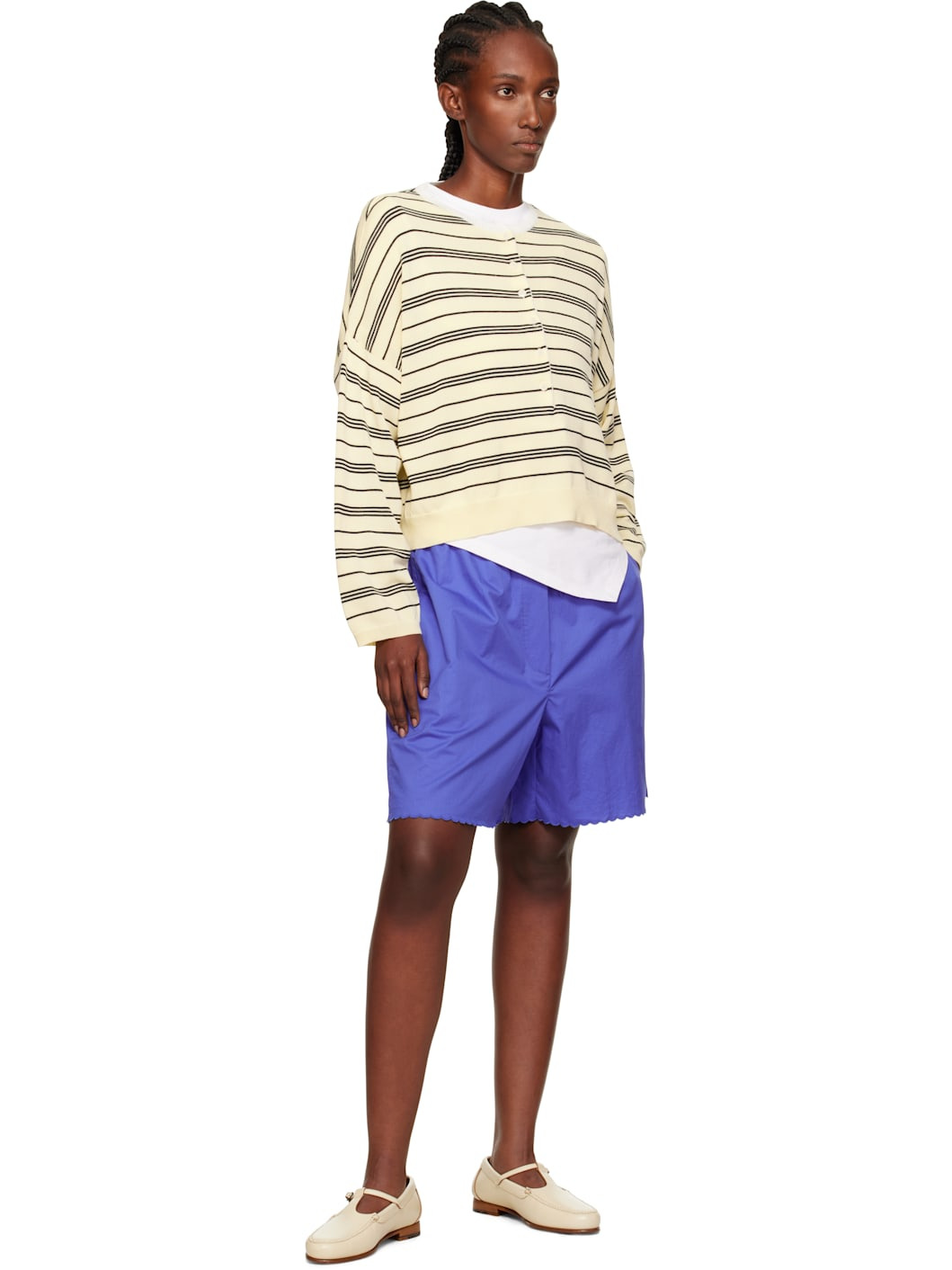 Blue Wavy Bermuda Shorts - 4