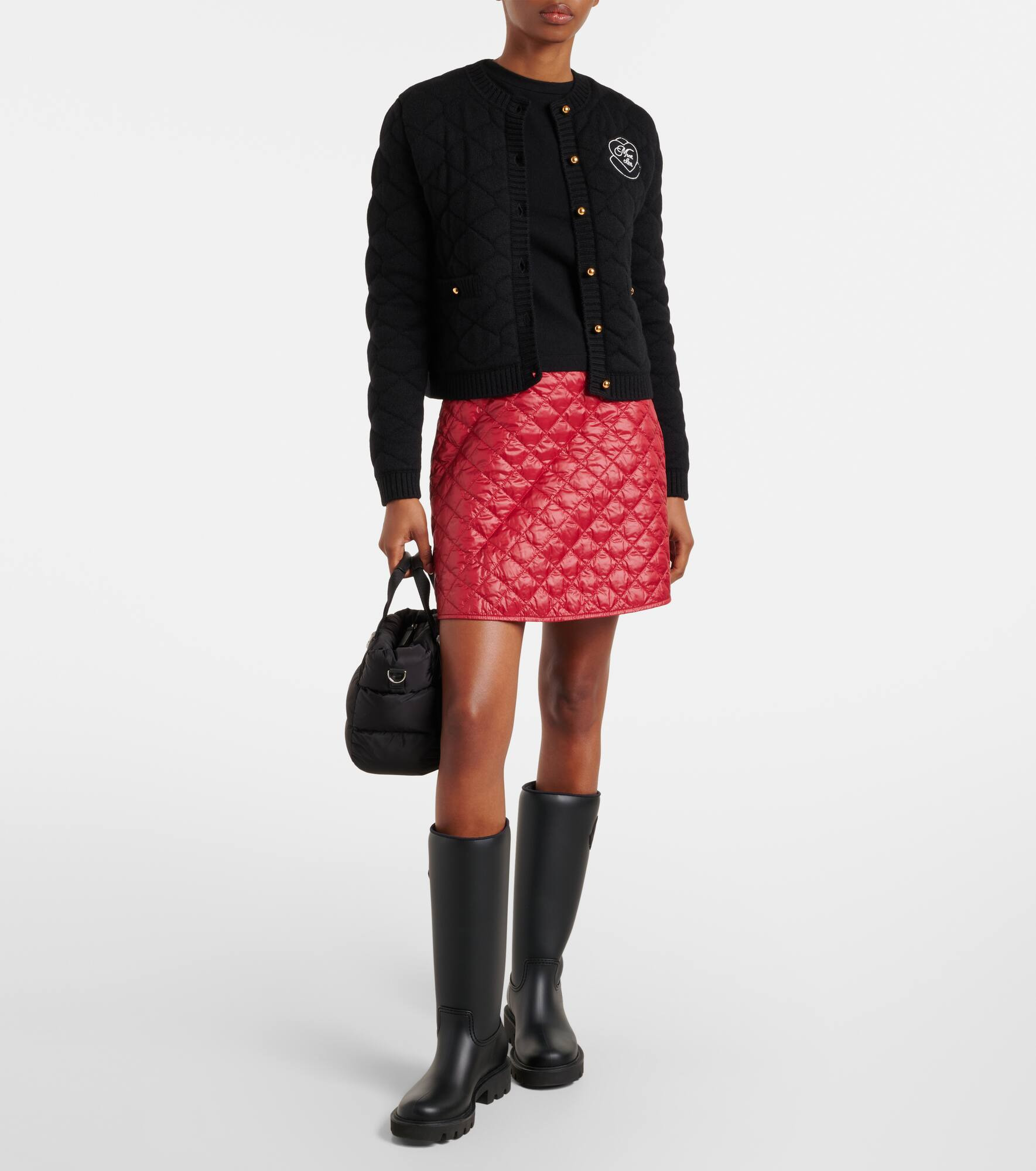 Logo quilted wool-blend cardigan - 2