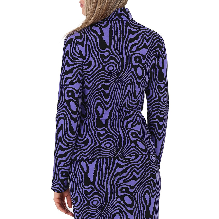 Moschino Ladies Moire-Effect Funnel-Neck Jumper - 4