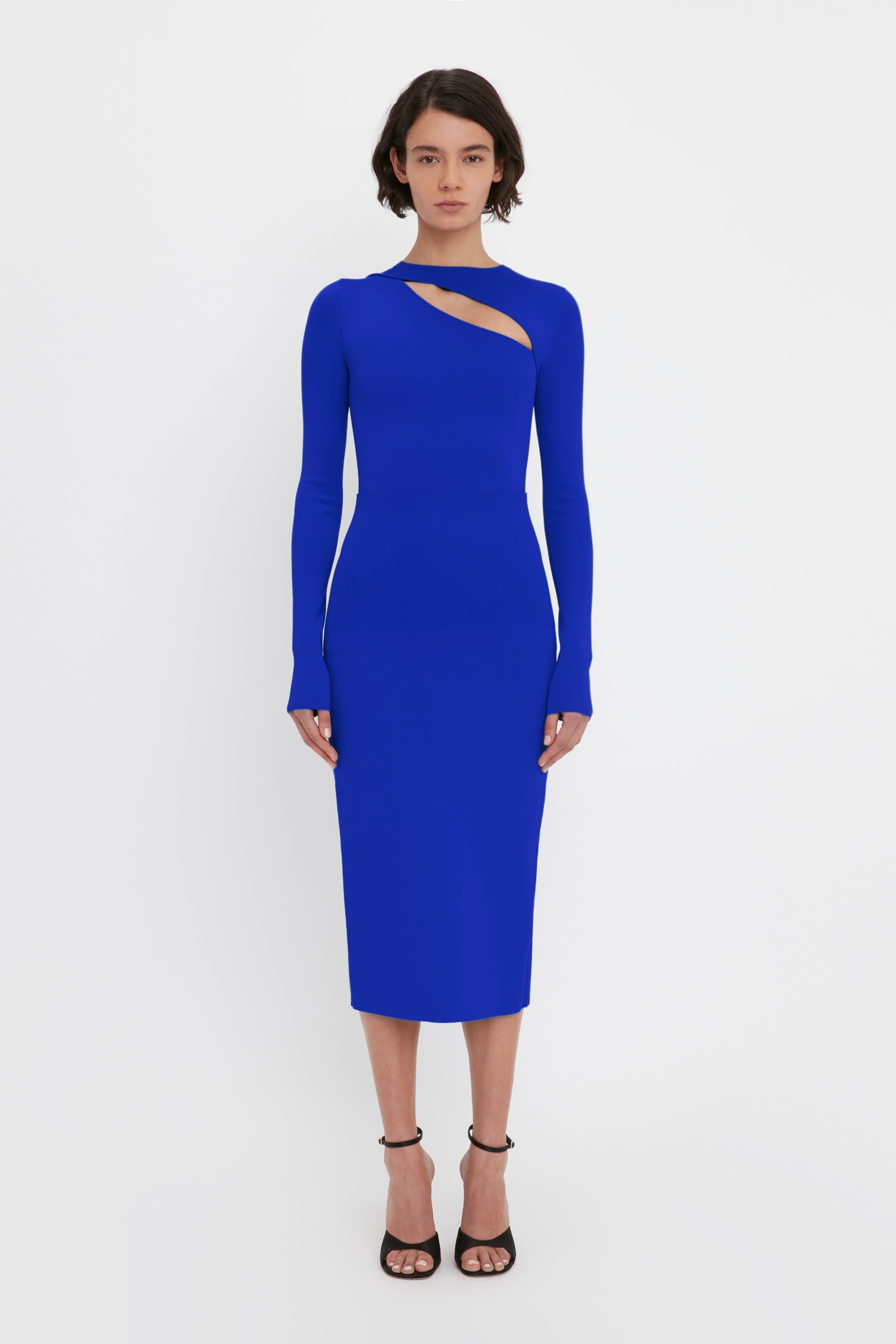VB Body Front Slash Crew Neck Top In Cobalt - 2