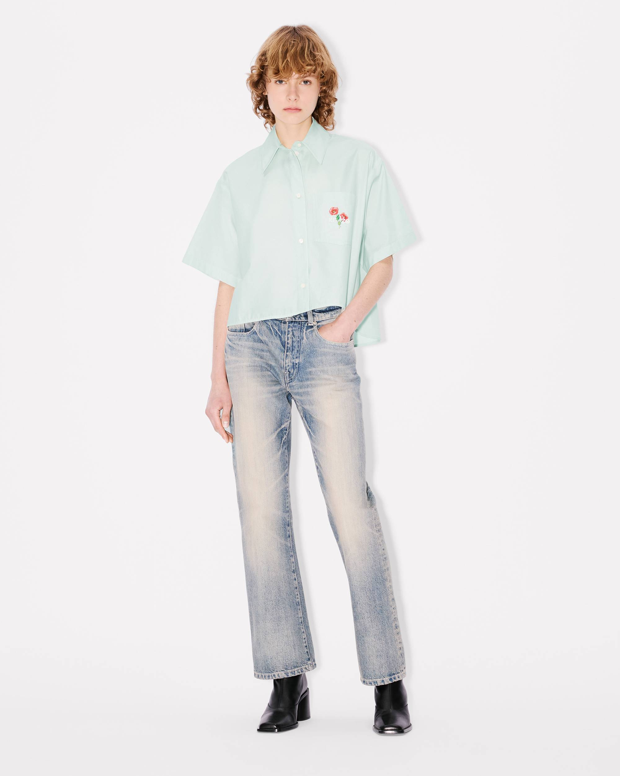 'KENZO Archive Bouquet' cropped shirt in cotton poplin - 5